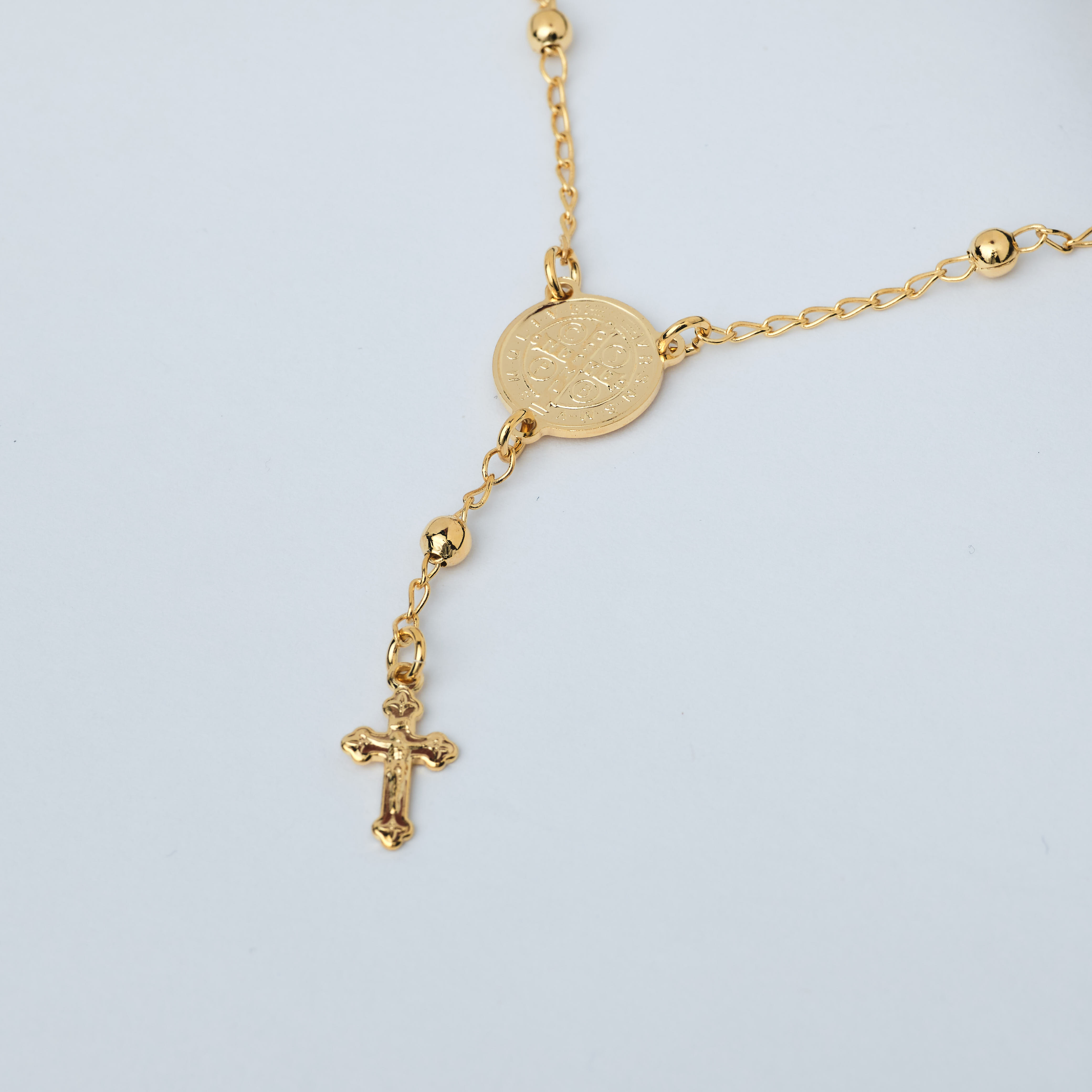 14274 18" Rosary Saint Benedict Gold Beads